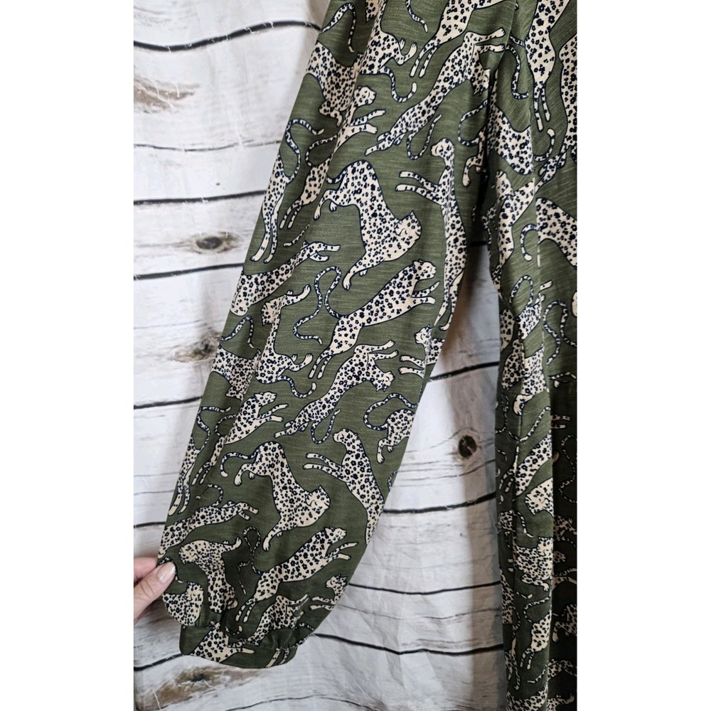 Boden Naomi Relaxed Jersey Knit Dress Leopard Olive Green 16-18 Animal Print NEW - Picture 4 of 11